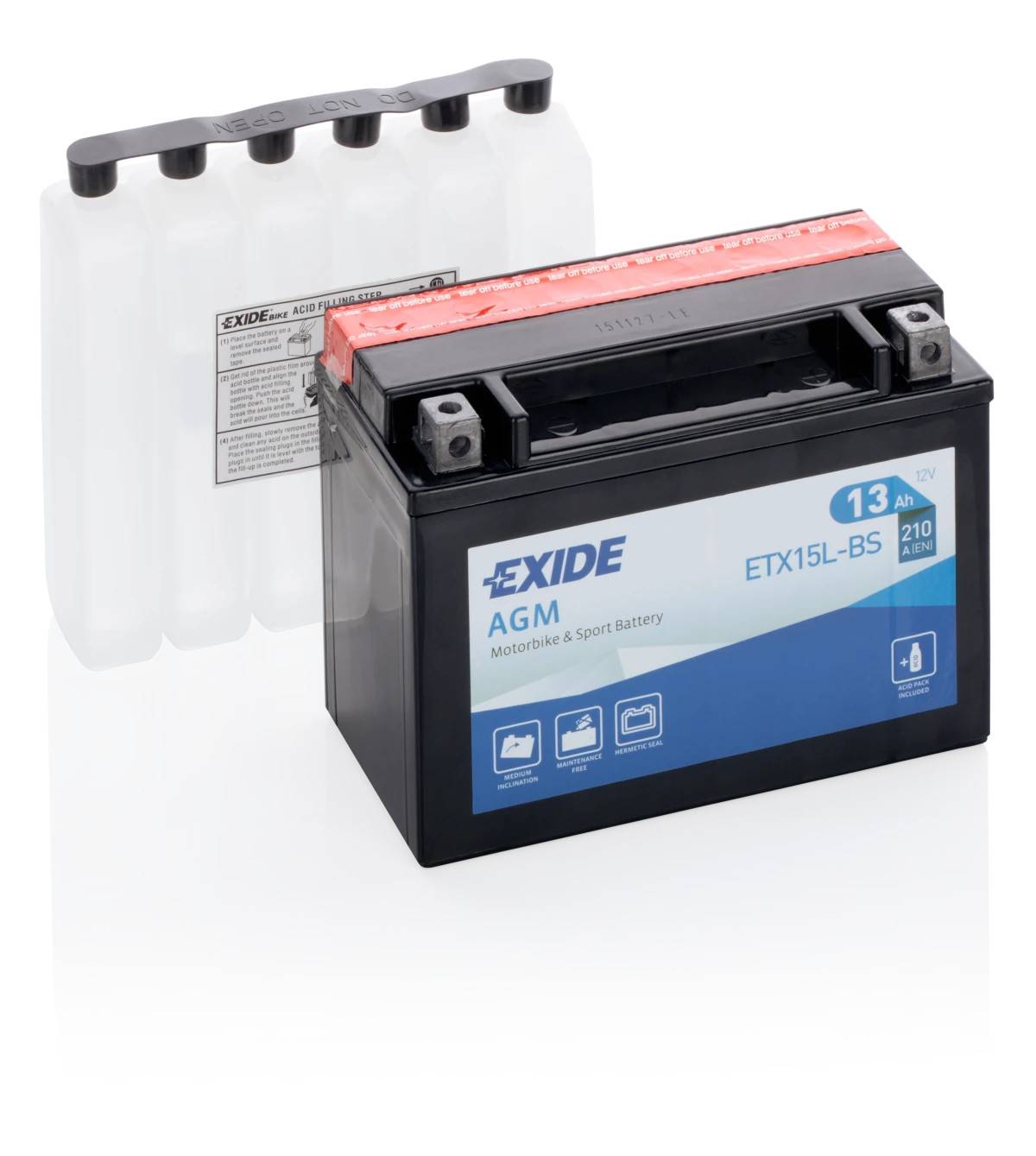 Startbatteri MC - Exide ETX15L-BS - 12V (13ah)