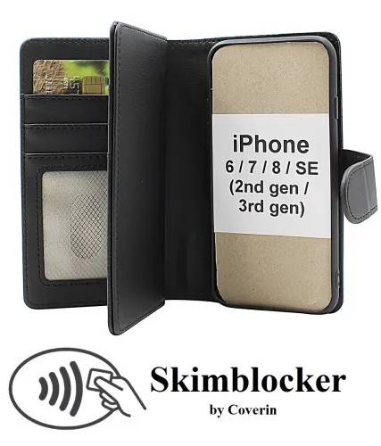 Skimblocker iPhone 7/8/SE (2nd/3rd Gen.) XL Plånboksfodral (Svart)