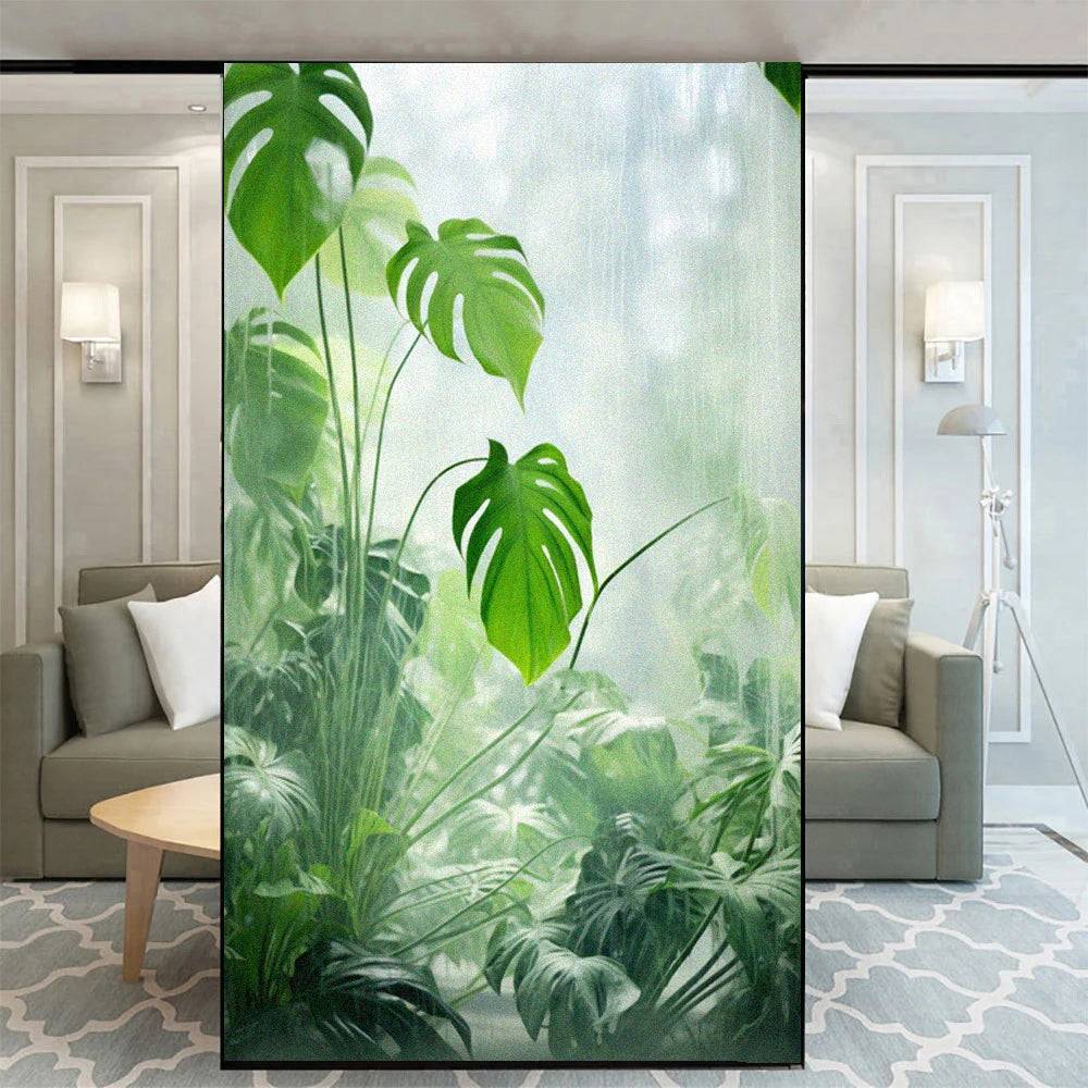 Fönsterfilm med tropisk Monstera - 45x180 cm