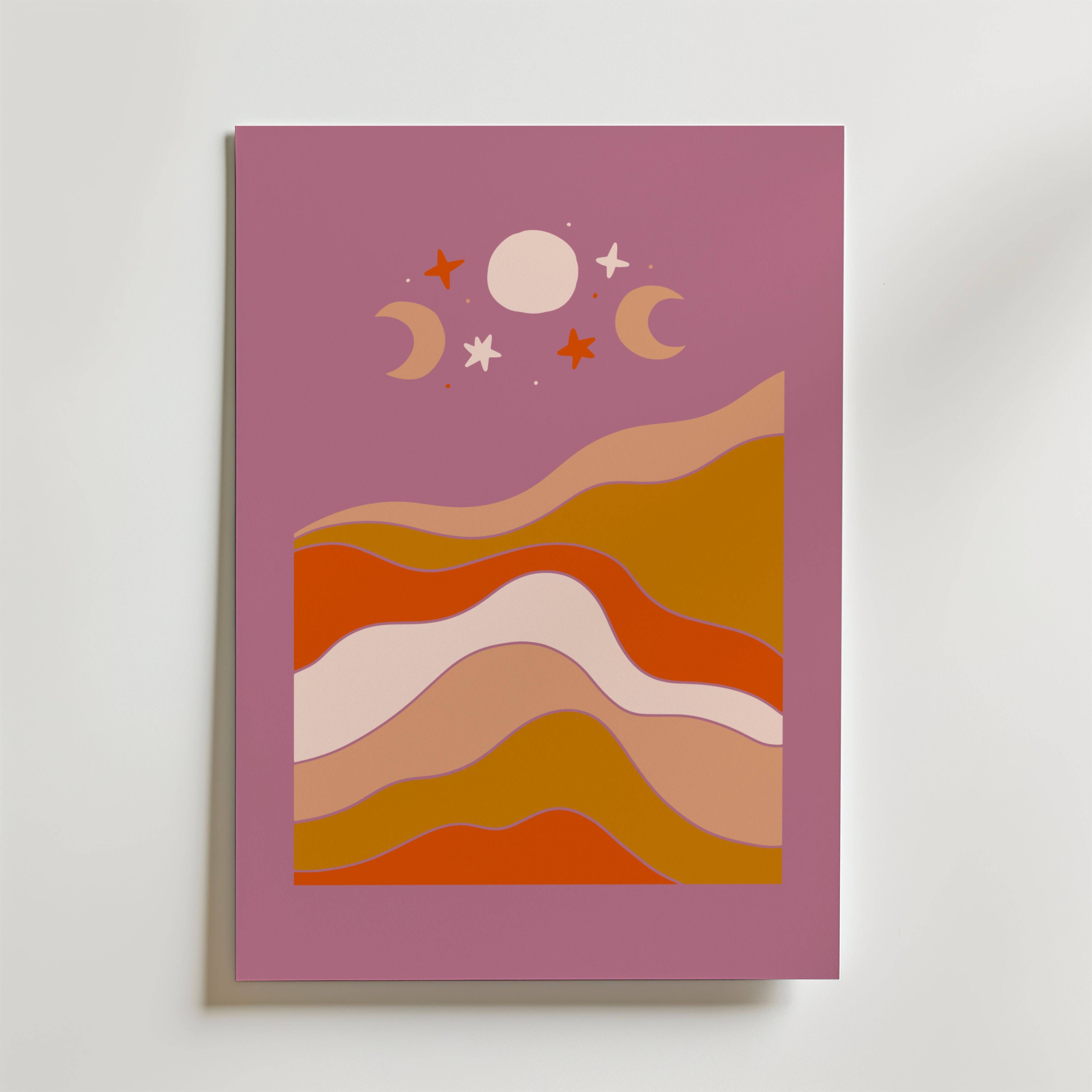 Desert Moonscape Poster - Premium Canvas 30x40 cm