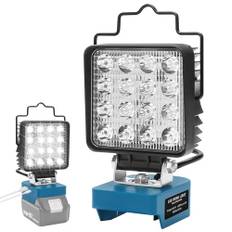 QUPERR LED-arbetslampa för Makita 18V-batteri, 48W 4800LM ficklampa med USB- och typ C-laddningsportar, bärbar strålkastare för utomhusbruk och belysning på arbetsplatsen (utan batteri)