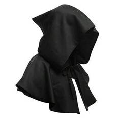 Medeltida kåpa hatt kors halsband Wicca PaganHood Cosplay tillbehör Halloween kostym rekvisita - Svart (1 PC)