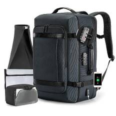 Kingsons Handgepäck-Rucksack, 40 l Reiserucksack, Tagesrucksack, College-Rucksack, passend für bis zu 17,3 Zoll Laptops für Damen und Herren, Blau, 17.3 Inch, Blauer Diebstahlschutz