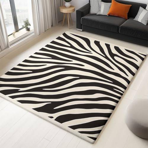 Zebra-mönster, vardagsrumsmatta, geometriska ränder, 60 x 90 cm, matta för vardagsrum, pojkar, flickor, sovrum, kontor, halkfri matta