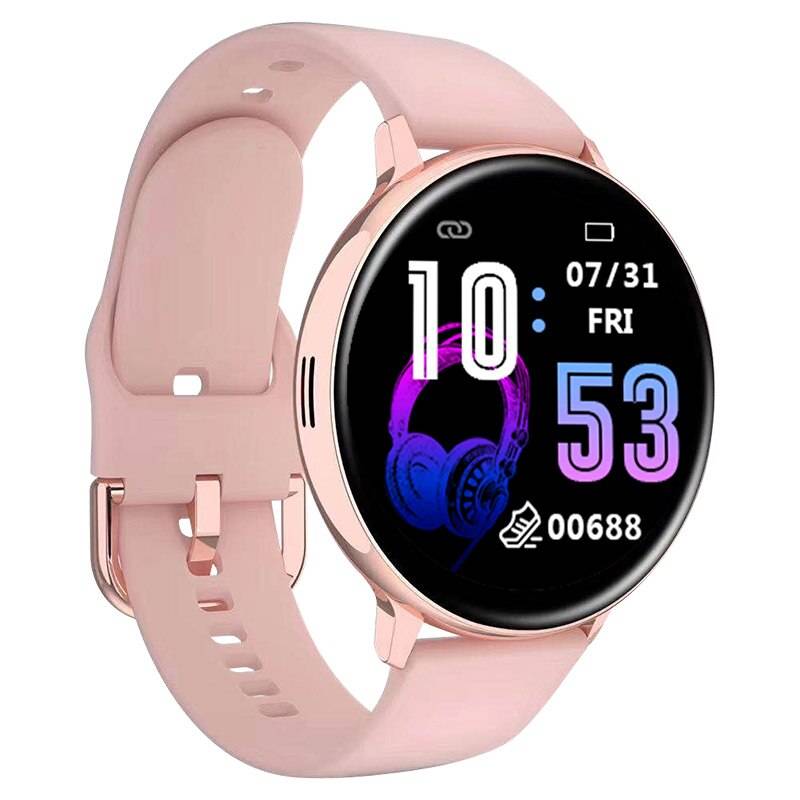 Bakeey q16 smart klocka bluetooth call full touch puls blodtrycksmätare musikuppspelning dubbel ui meny smartwatch män - Rosa