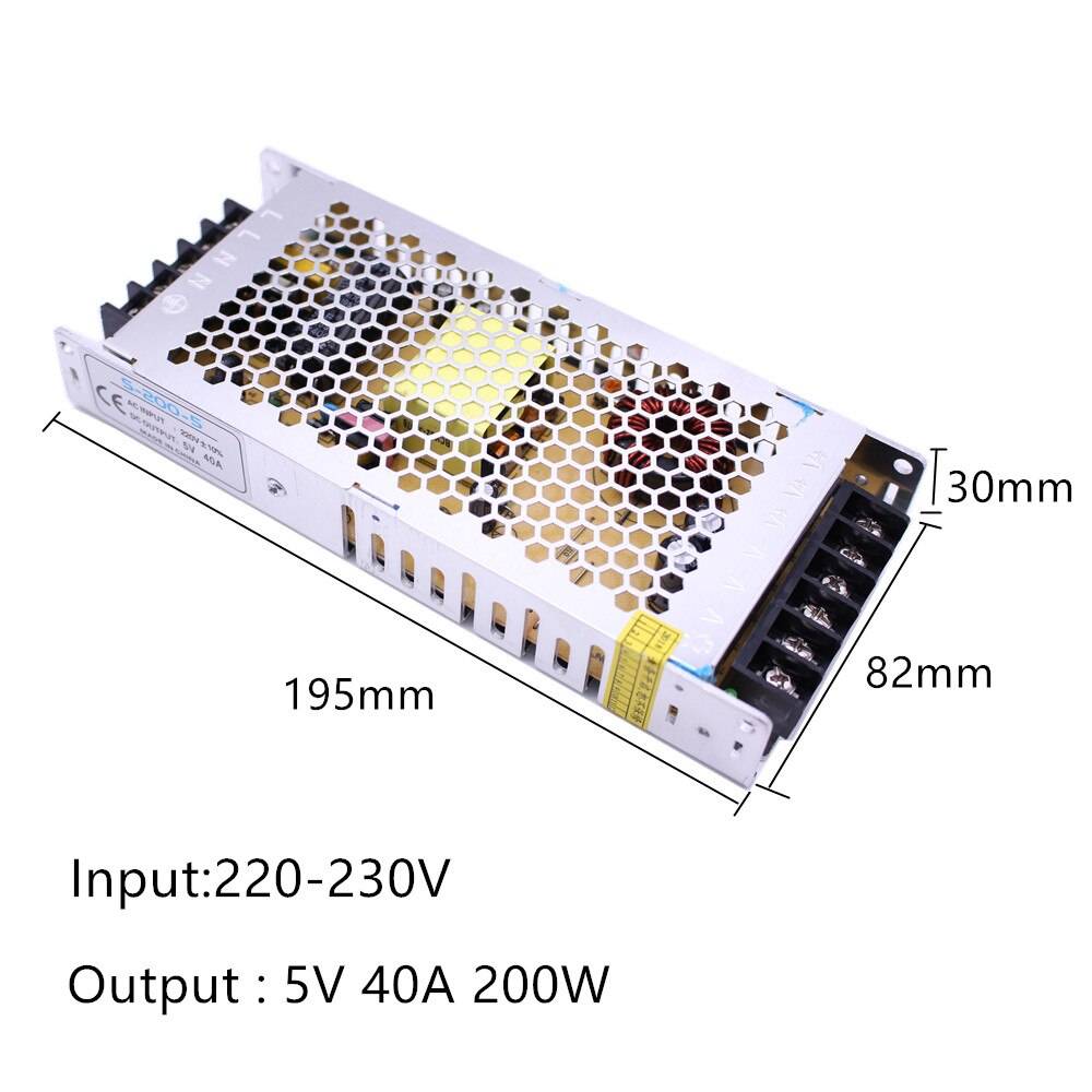 Dc5v 40a 200w 60a 300w switchar strömförsörjningsadapter transformator ac220v till dc5v adapter för led-remsor ws2812b - 5 v 40a 200w