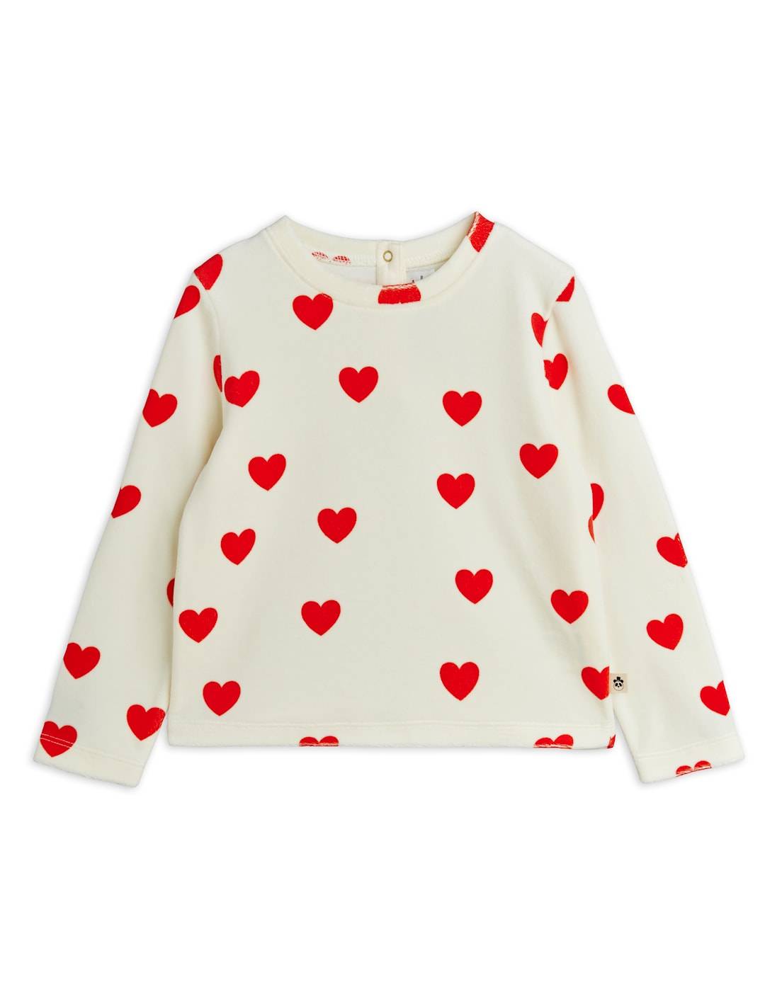 Mini Rodini Hearts Velour Topp White White 80/86 cm Hvid 80/86 cm Piger