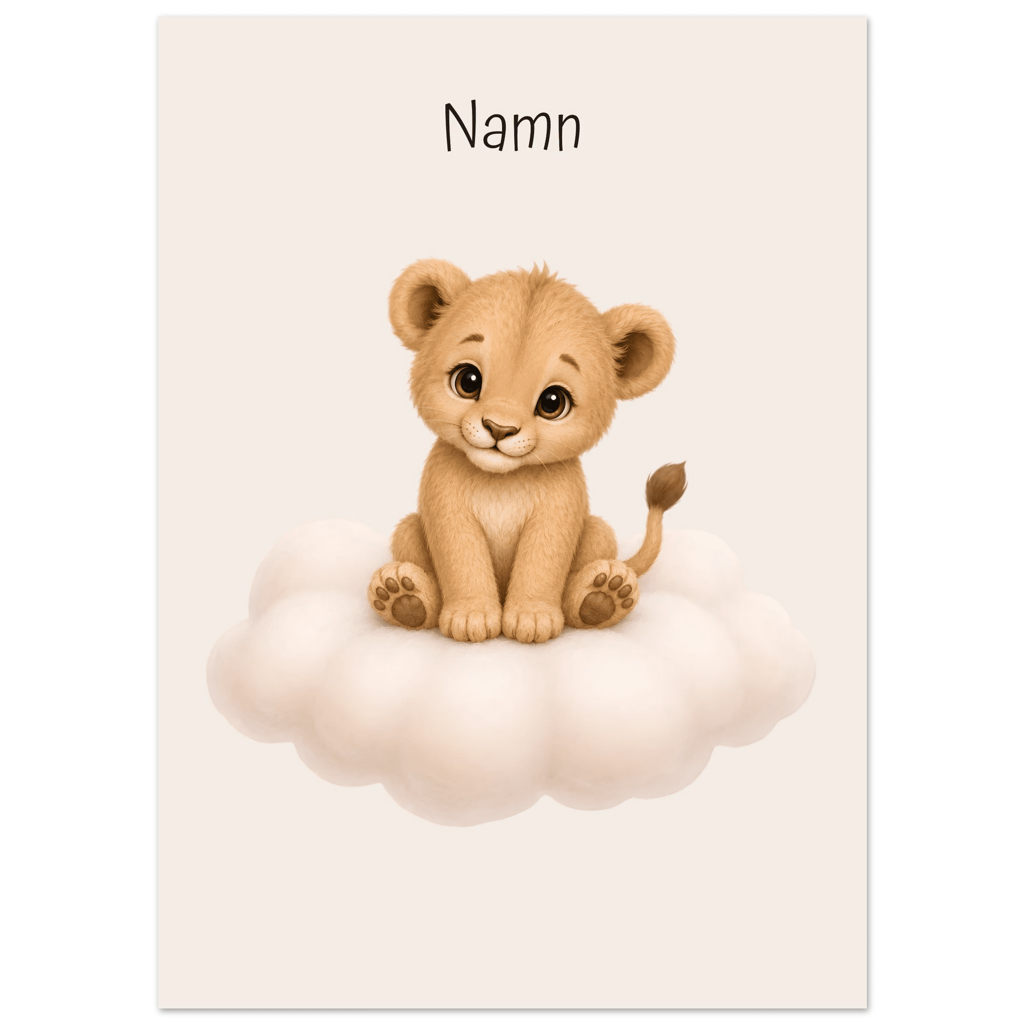 Lejon på moln med namn-50x70 cm / 20x28″ / Utan ram / -