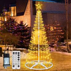 Julgran metall stor konform 250 LED ljusträd 8 lägen timer vattentät julbelysning utomhus ljuskedja julbelysning för trädgård balkong juldekoration utomhus varm vit