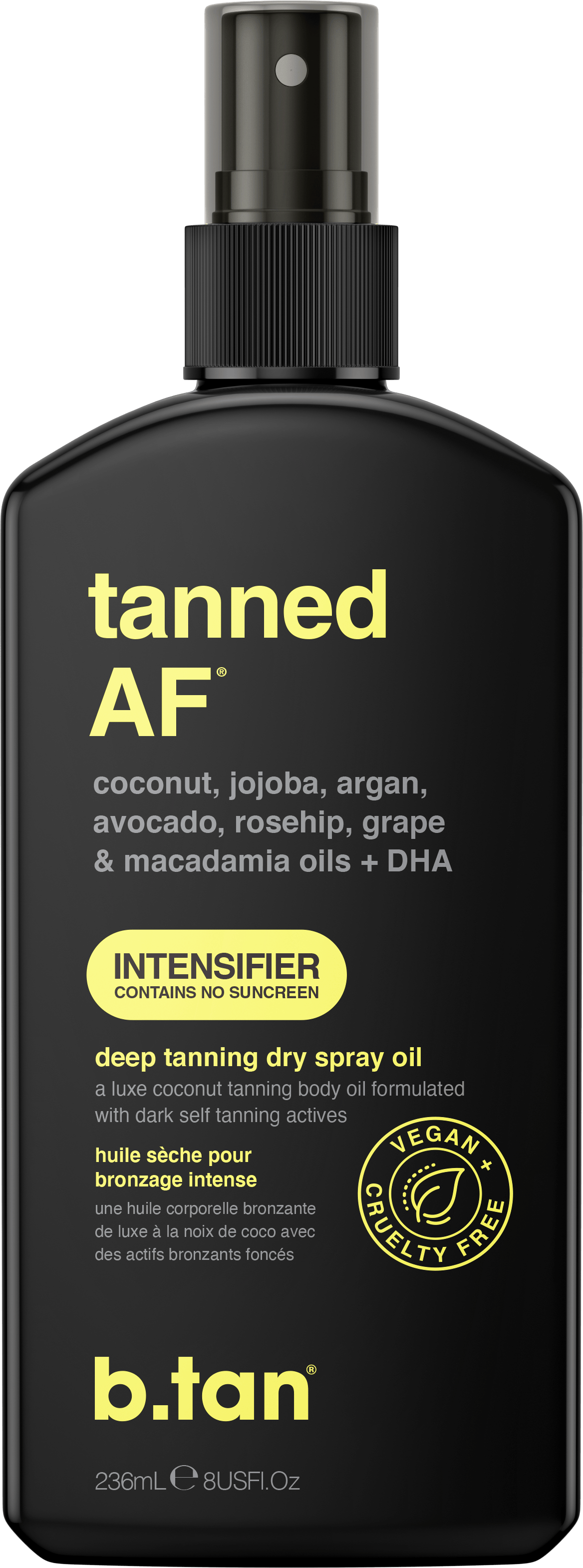 B.Tan Tanned Af Deep Tanning Dry Spray Oil Zero SPF 236 ml