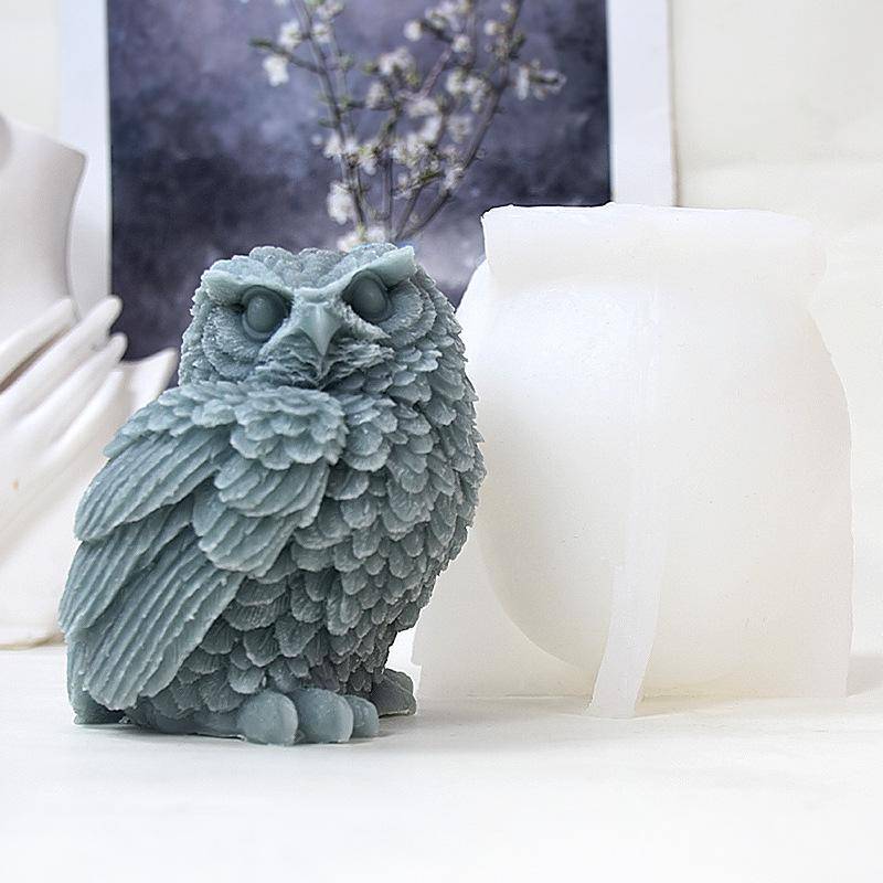 Stor 3D Uggla Silikonform för DIY Doftljus & Gipsdekorationer