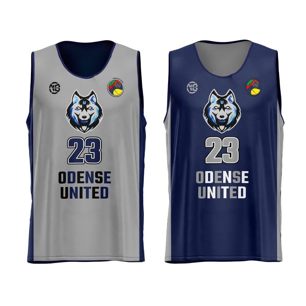 Odense United Vendbar Basketball Sæt, Navy/Grå.