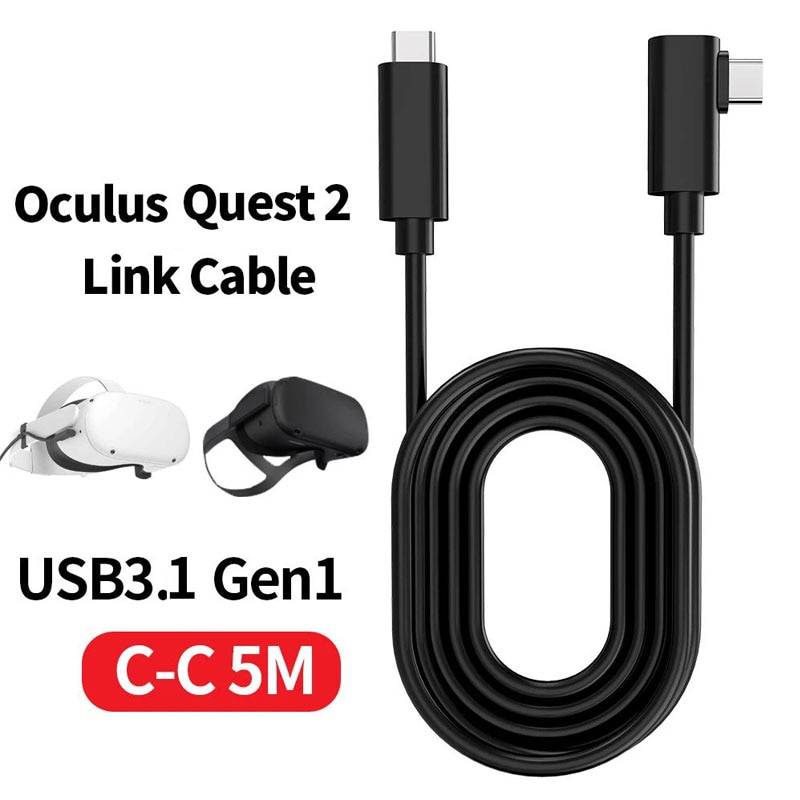 Vr kabel pc vr för quest 2 16ft 5m oculus headset och quest link virtual reality typ-c usb 3.2 gen 1 dataöverföring snabb laddning - Usb till typ -c 3m