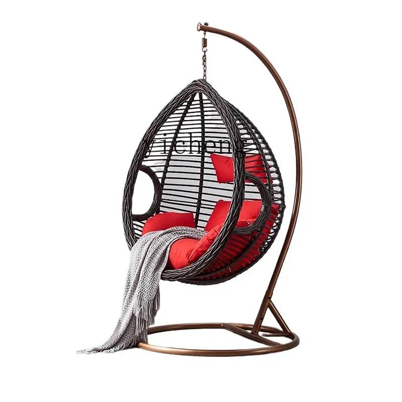 H Hanging Basket Rattan Chair Rocking Chair Hanging Blue Swing Household Lazy Hammock Indoor Balcony Leisure Cradle Chair