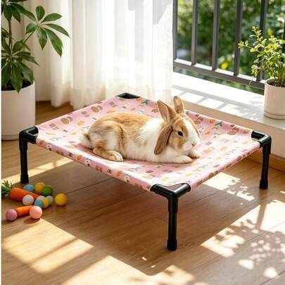 1 st liten husdjursbädd, sommarcampingbädd för smådjur, sovbädd och sovmatta för hamster och kanin, tvättbar upphöjd husdjursbädd, universell för alla (ljusgrå,Djupsvart,enfärgad rosa,Rosa kanin,Grön avokado)