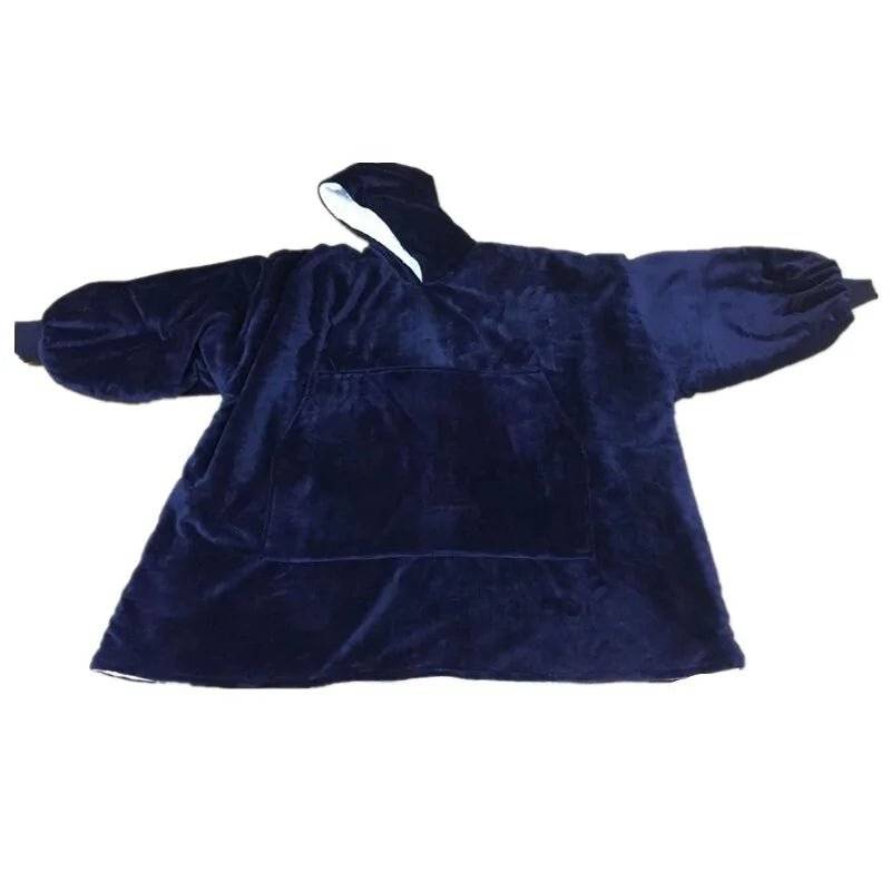 Fleece Sherpa Blanket with Sleeves - Blue / One Size (One Size)