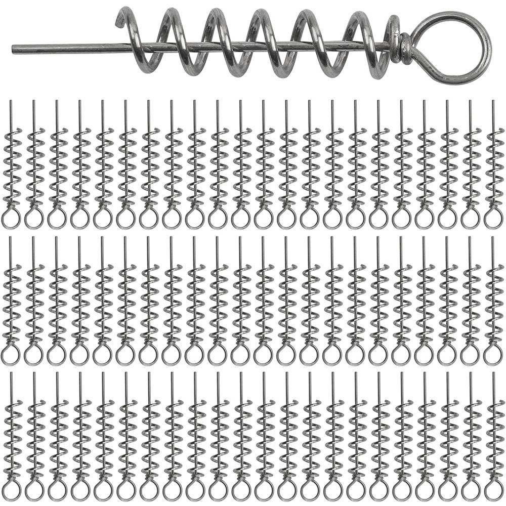 50Pcs Spring Twist Lock Fishing Crank Hook Centering Pin Screw Lock Bait Keeper Spring Fishing Hook for Worm Lures Bait Keeper