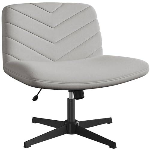 Yaheetech Kontorsstol, ergonomisk skrivbordsstol med bred sittkudde, justerbar höjd snurrstol med mellanryggstöd, skräddarstol för kontor och sovrum, ljusgrå