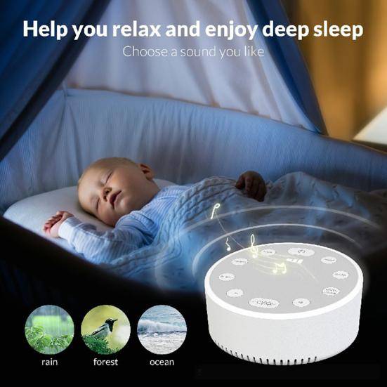 White Noise Sound Machine Volym Justerbar Minnesfunktion Flera sömnljudeffekter Kompakt storlek Bärbar White Noise Maker Sömnhjälpenhet white