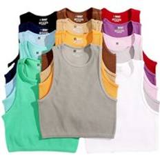 Wholesale Solid Sleeveless Vest Women Crop Tops Running Yoga Wear Clothing Slim Fit Quick Drying Ribbed Crop Tank Top