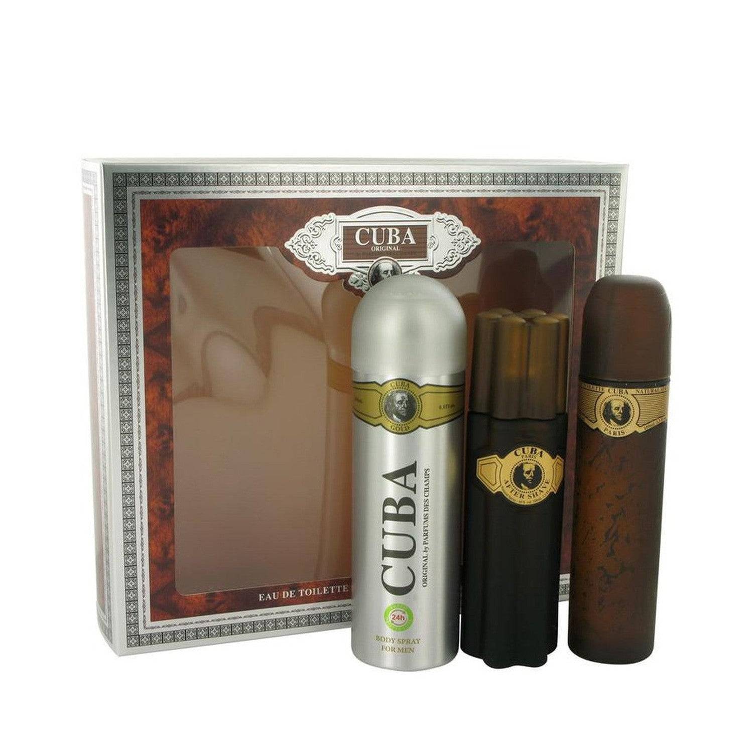 Cuba Gold by Fragluxe Gift Set for a Romantic Experience - Eau De Toilette, After Shave, Deodorant