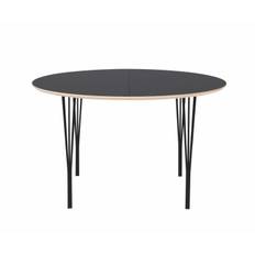 Haslev Symphony 92 - Rundt spisebord m/ udtræk Ø120 cm-Massiv bøg sæbe-Massiv-Splitben Sort