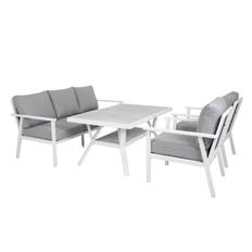 Brafab Samvaro sofagruppe Hvid med grå hynde 3-personers sofa, 2st lænestoler & bord 140x90 cm