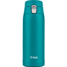 Tefal Water Bottle Mug Bottle 400ml One Push Opening Lightweight Slim Steel Mug Bottle Light Go Aqua N21504 & Stainless & Mug djuphavsgrön