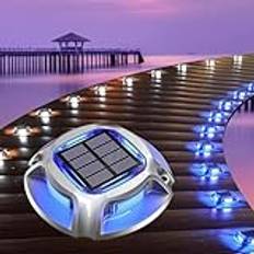 Quntis Solar Golvlampor Utomhus, 8Pack Solar Deck lampor Utomhus Blå/Vit, IP68 Solar Lampor För Utomhus, Golv Spotlights Path Lights Utomhus, Sollampor Solar Light Deck Way Street Garden Garage