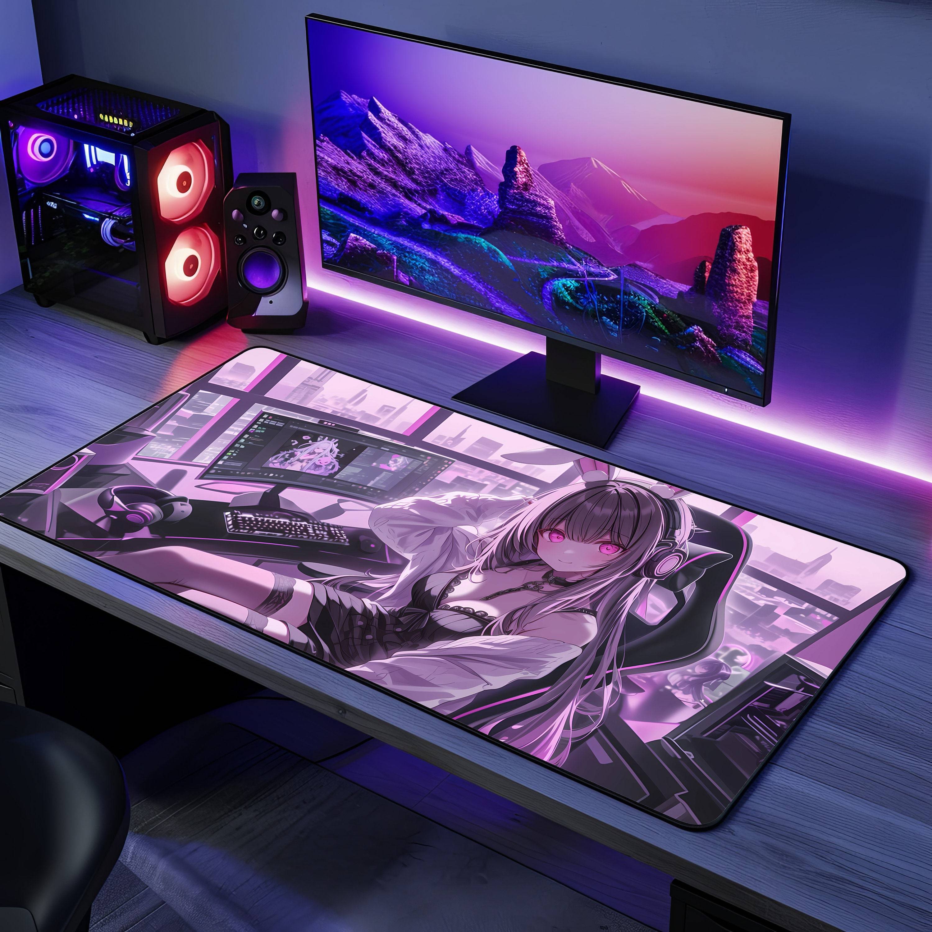 Custom Anime LED Gaming Mousepad - Personalisierte RGB Schreibtischmatte - Otaku Geschenk für Gamer - Große Größe, Light Up, Shonen Anime Art
