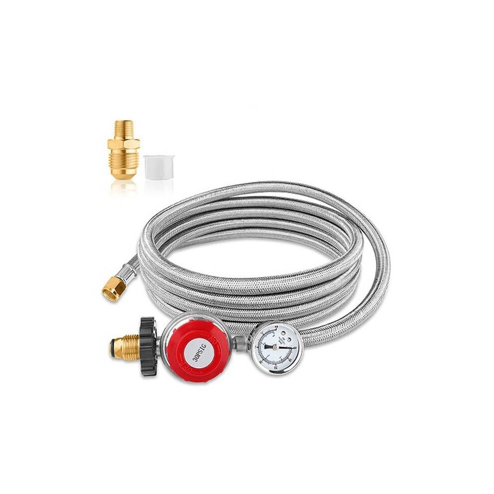 0-30 PSI High Pressure Propane Regulator Propane Regulator Hose Assembly for Smoker Fire Pit Turkey Fryer Burner 12FT
