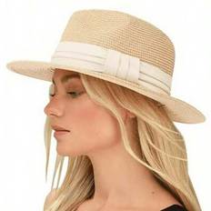 1 st. Panamahatt för kvinnor, vit solhatt med vävt band - Beige (M,L)