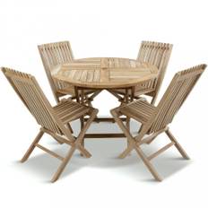 Runt utebord i premiumteak | 4 stolar |Lyfco Smögen + Paket möbeltassar