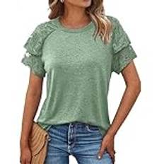 Kvinnor Kortärmad Sommar Topp 2025 Spets Klänning Casual Business Söt T-shirt Skjortor Basic Tee