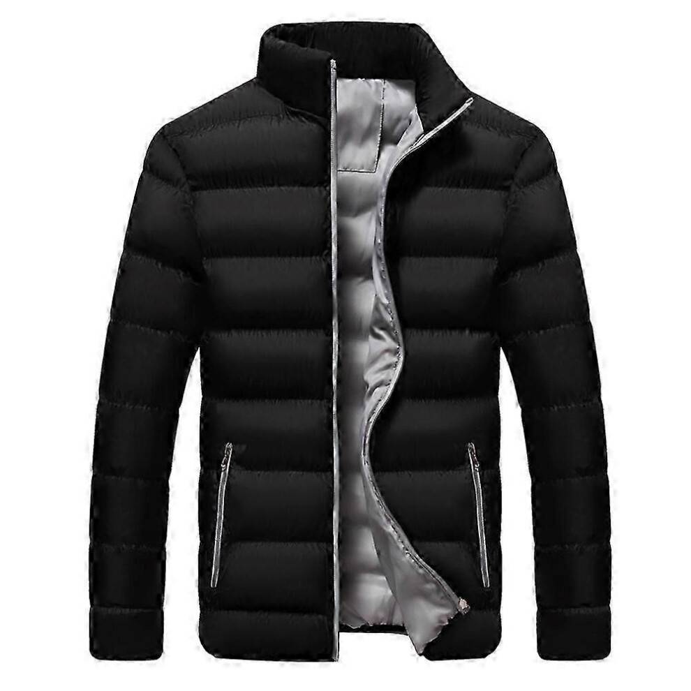 (5XL, Black Gray) Men's Fiber Down Padded Full Zip Short Coat Windproof Winter Puffer Jackets