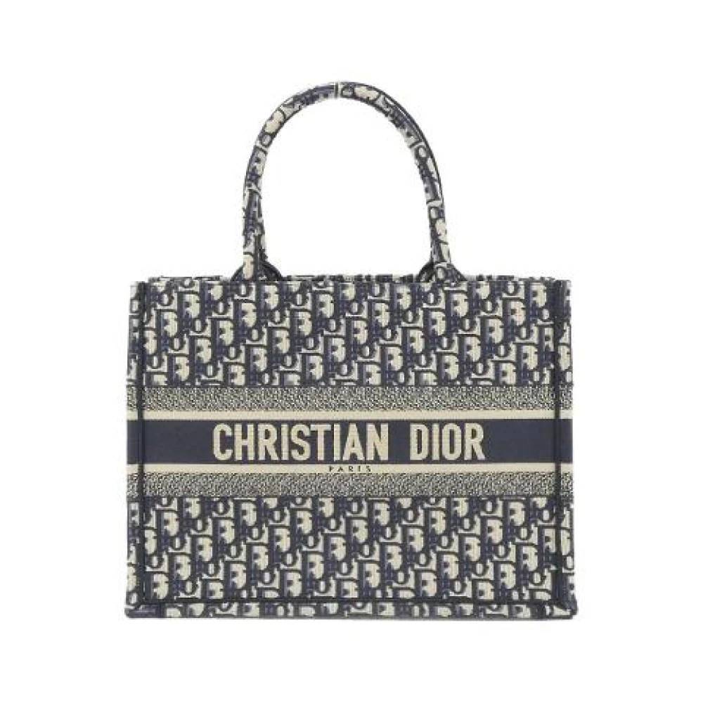 Dior Vintage Pre-owned Book Tote Canvas Bag - Oblique Book Tote Medium - Vintage - Dame - Blå - ONE SIZE -