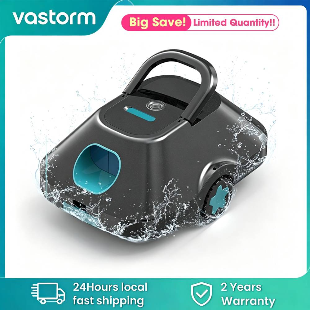 C2 Cordless Robotic Pool Cleaner Rechargeable Automatic Pool Vacuum 210 Mins Working Time Self-Parking 180μm Filter for Swimming Pool Floor Cleaning