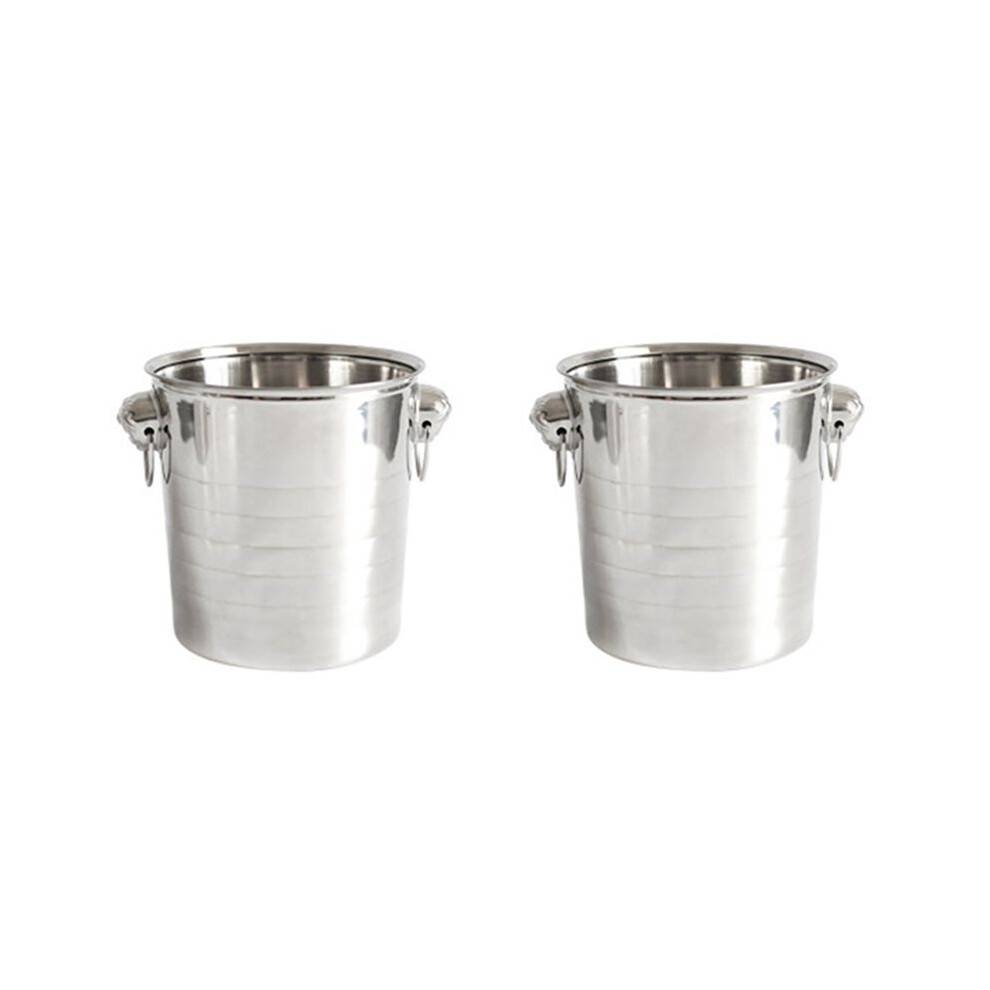 2X Stainless Steel Ice Punch Bucket Wine Beer Cooler Champagne Cooler Portable Bar Party Club Ice Bucket Container 3L