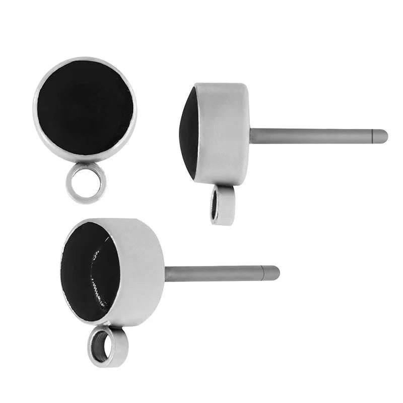 Örstickare Silverpläterad - Rund med svart mitt, 2-pack