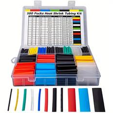 TEMU 580pcs 2:1 Heat Shrink Tubing Kit 6 Colors 11 Sizes Assorted Sleeving Tube Wrap Cable Wire Kit For Diy Electrical Insulation, Repairs, And Wire Connectors With User- And Storage Case