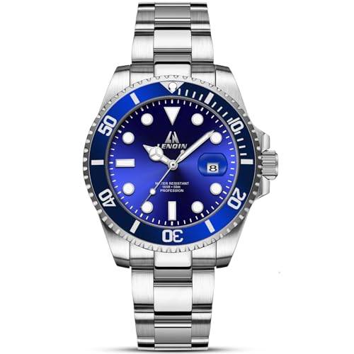 LN LENQIN Herren Uhr Edelstahl Uhren Herren wasserdichte Analog Quarzuhr Armbanduhrherren mit Datum Leuchtend Mode Freizeit Uhren für Männer