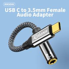 TEMU 1pc Riksoin Usb C To 3.5mm Audio Adapter, Nylon Braided Cable, High- Dac , Anti-breakage Design, Matte , S25/s24+, Note 20 Ultra, Pixel 4/4xl, Lg, 9/8 And More Type-