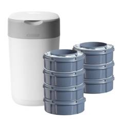 Tommee Tippee Twist & Click Advanced Blöjspåse, inkl. 7 kassetter med hållbar, antibakteriell film Green i vitt
