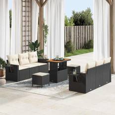 vidaXL Havesofa Sæt med pude 9 pcs Sort og cremefarvet 90 x 55 x 71 cm