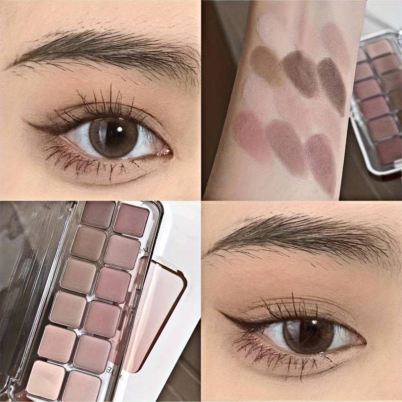 12 Färger Ögonskuggspalett Lågmättad Helt Matt Finish Brun Nude Ögonskuggspalett Långvarig Ögonmakeup Gåva till Kvinnor