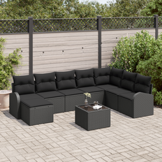 vidaXL 9-delt havemøbel sæt med puder Beige Poly rattan