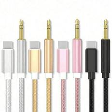 3,5 mm stereo-aux-kabel, extra ljudadapterkabel för bilstereo/högtalare/hörlurar, kompatibel med iPhone 15 Pro Max/15 Pro/15 Plus/15, S25/S24/S23/S22/ - Multifärgad (svart - 1 st)