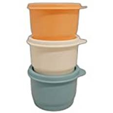 Tupperware Set med 3 kylskåp Uno 120 ml färgglad orange vit blå behållare förvaringsbehållare jul