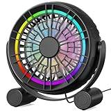 Punoge USB-RGB-bordsfläkt, tyst, bärbar bordsfläkt med 3 hastigheter, 8 färger LED-lampor, 360° rotation, liten fläkt för hem och kontor.