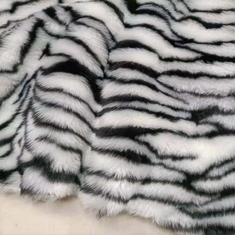 0,5/1/2 Yard 10 mm Imitation Kanin Zebra-ränder Fuskpäls Tyg för Sömnad Halsduk Filtar Vinterrockar Handgjorda DIY-tyger
